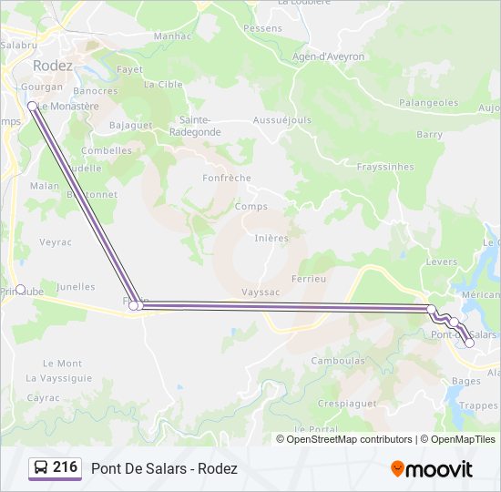 216 bus Line Map