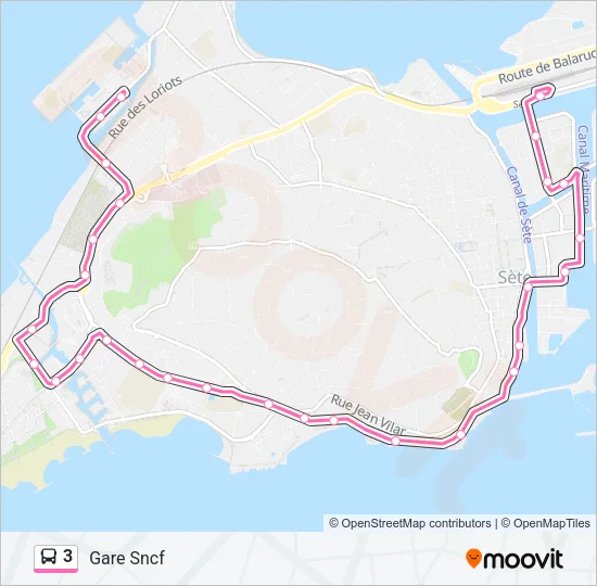Plan de la ligne 3 de bus