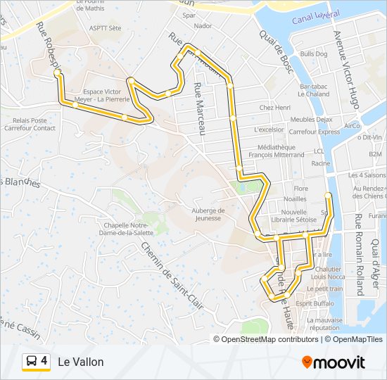 Plan de la ligne 4 de bus