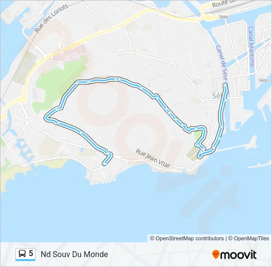 Plan de la ligne 5 de bus