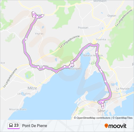 Plan de la ligne 23 de bus