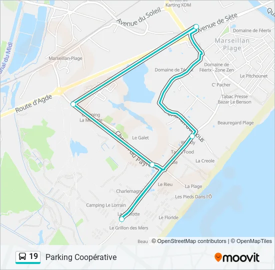 Plan de la ligne 19 de bus