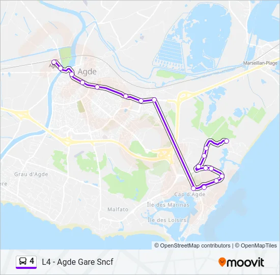 Plan de la ligne 4 de bus