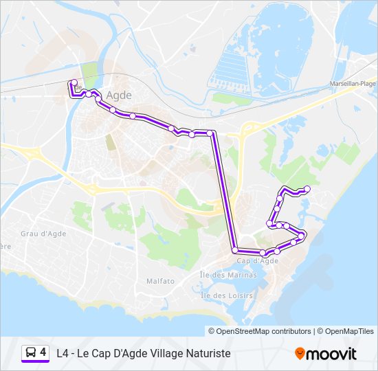 Plan de la ligne 4 de bus