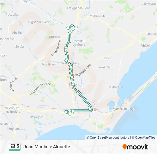 5 Bus Line Map
