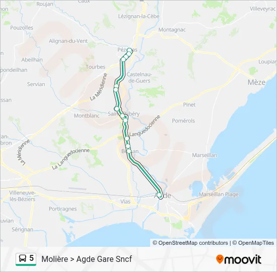 5 Bus Line Map