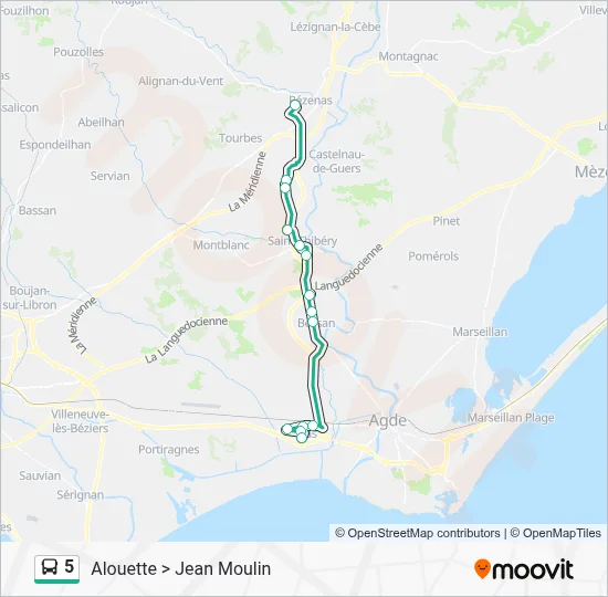 5 Bus Line Map