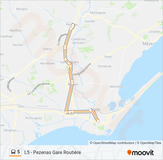 Plan de la ligne 5 de bus