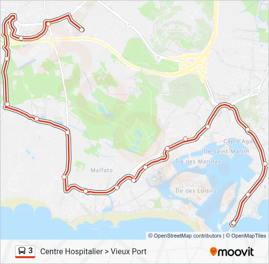 3 Bus Line Map