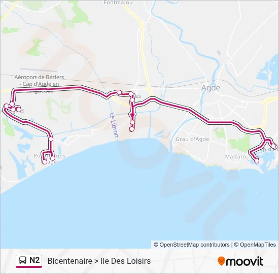 N2 Bus Line Map