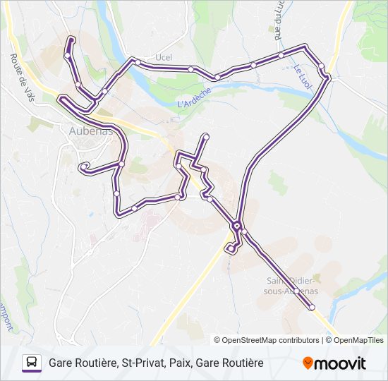 Plan de la ligne 02B de bus