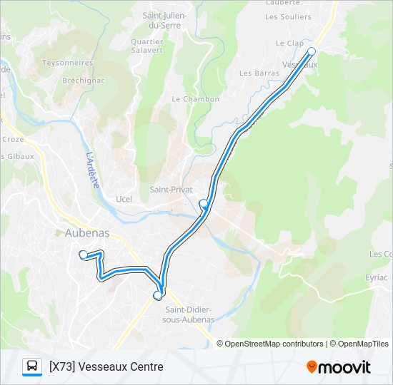 Plan de la ligne X de bus