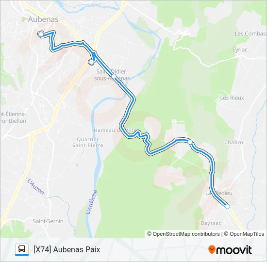 X Bus Line Map