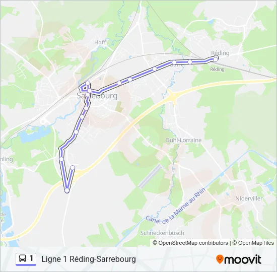 1 Bus Line Map