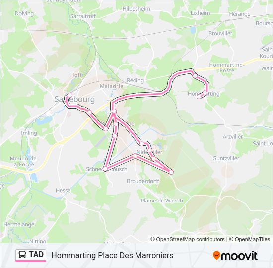 Plan de la ligne TAD de bus