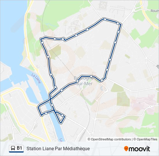 Plan de la ligne B1 de bus