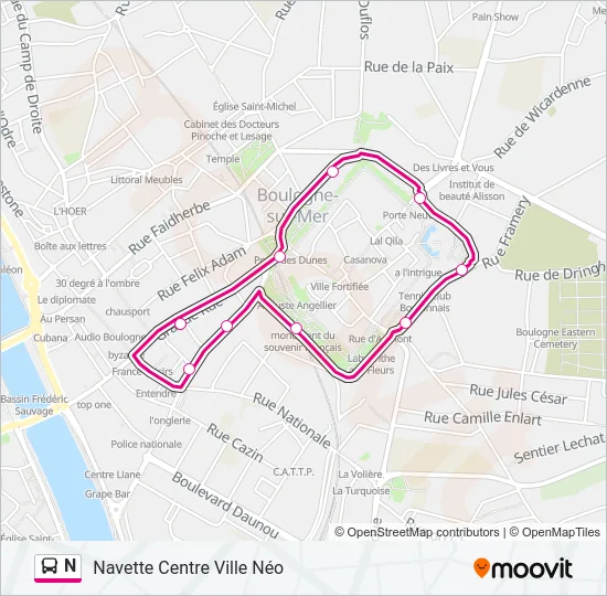 N Bus Line Map
