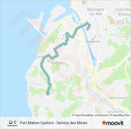 Plan de la ligne C de bus