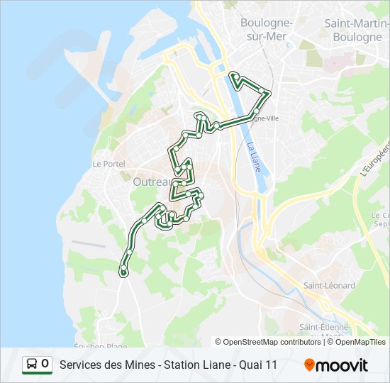 Plan de la ligne O de bus