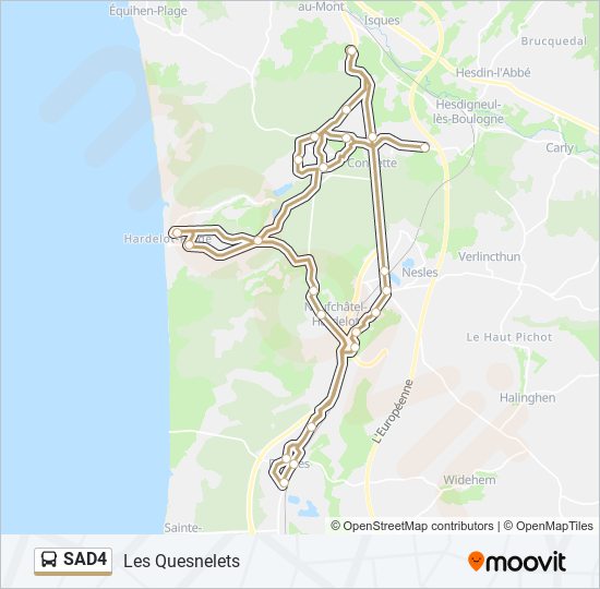 Plan de la ligne SAD4 de bus