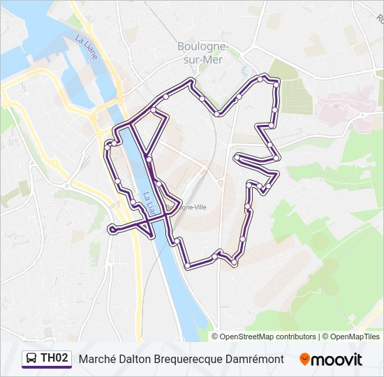 Plan de la ligne TH02 de bus