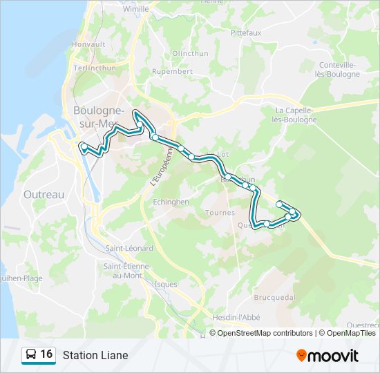 Plan de la ligne 16 de bus