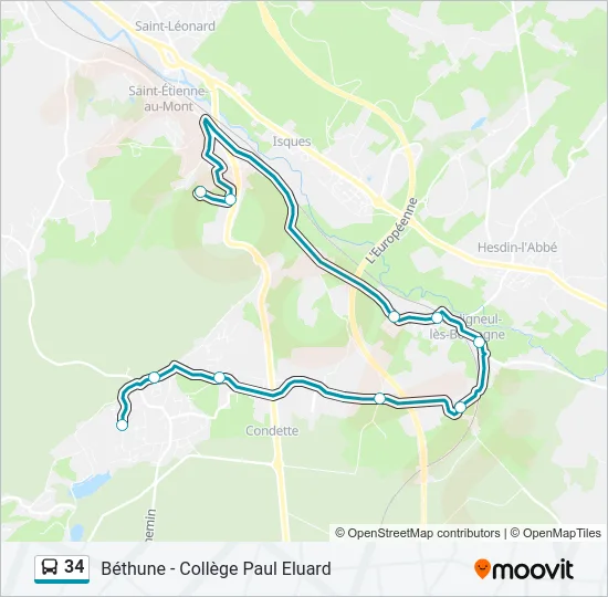 34 Bus Line Map