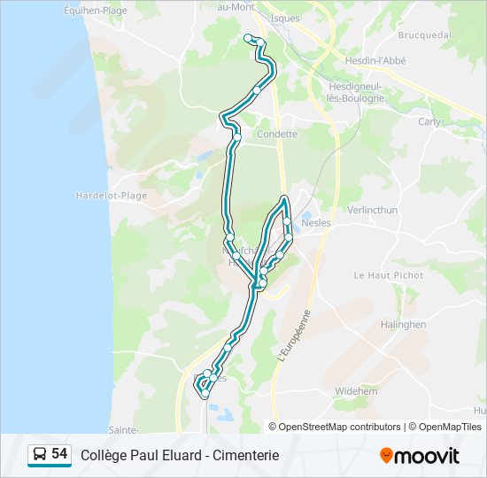 54 bus Line Map