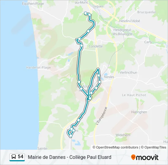 54 Bus Line Map