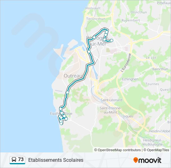 Plan de la ligne 73 de bus