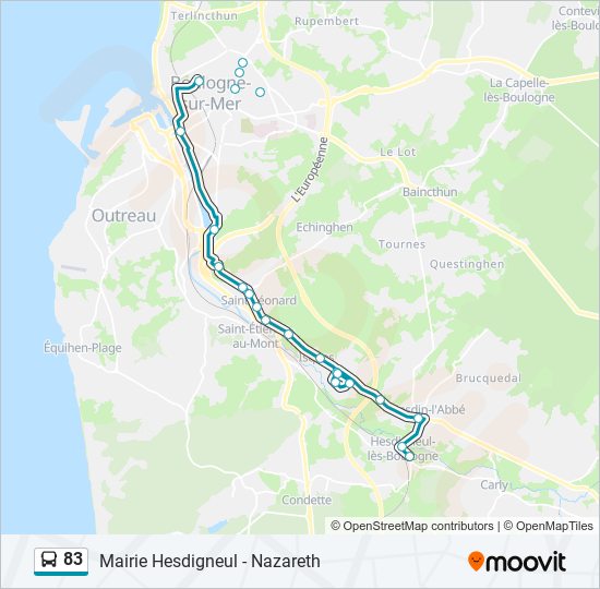 Plan de la ligne 83 de bus