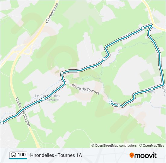 Mapa de 100 de autobús