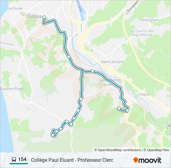 Plan de la ligne 154 de bus