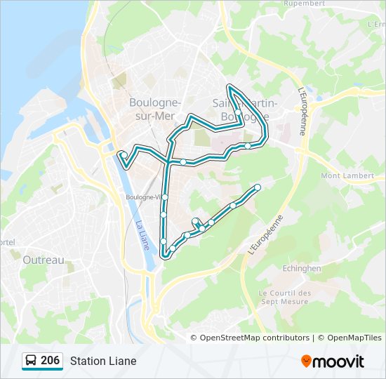 Plan de la ligne 206 de bus
