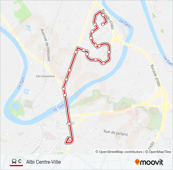 Plan de la ligne C de bus