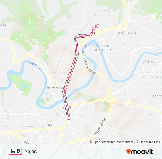 B Bus Line Map