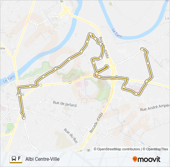 Plan de la ligne F de bus