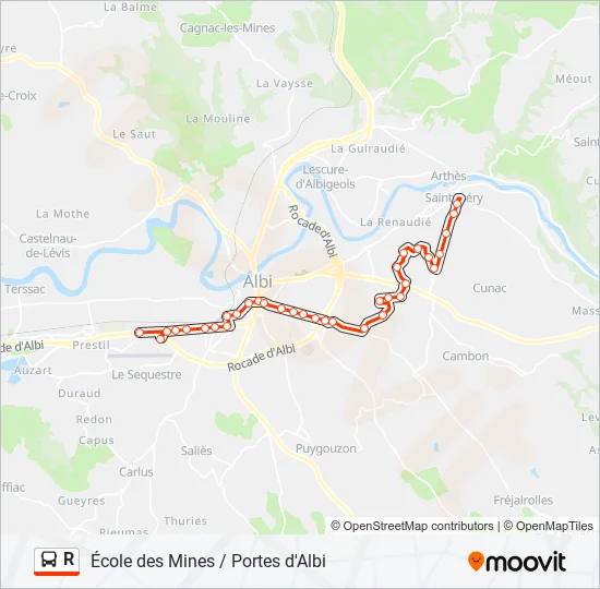 R Bus Line Map