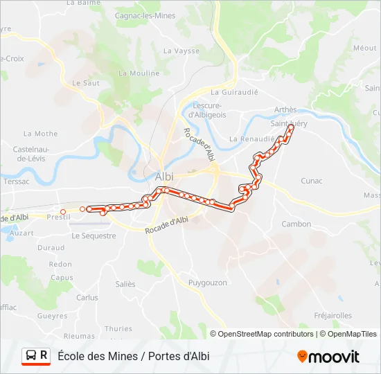 R Bus Line Map
