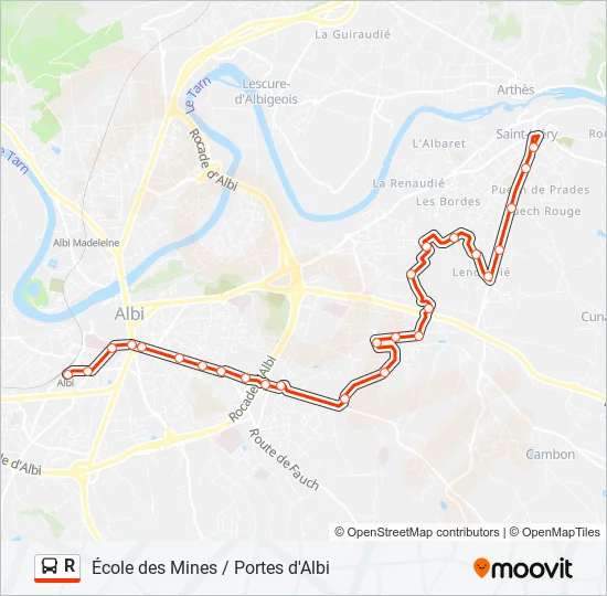 R Bus Line Map