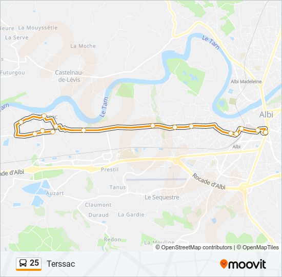 Plan de la ligne 25 de bus