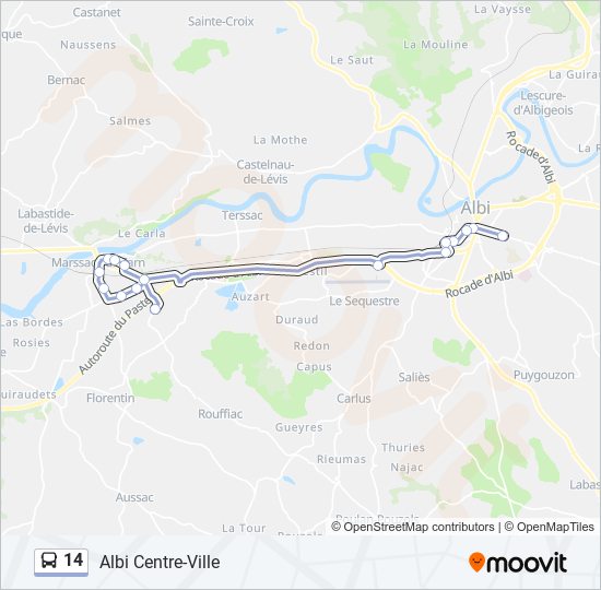 Plan de la ligne 14 de bus