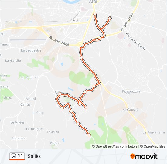 Plan de la ligne 11 de bus