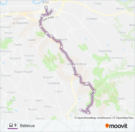 Plan de la ligne 9 de bus
