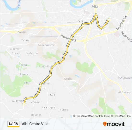 16 Bus Line Map
