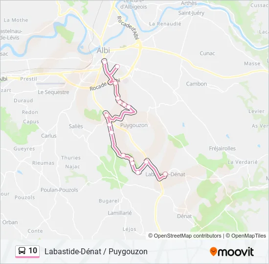 Plan de la ligne 10 de bus