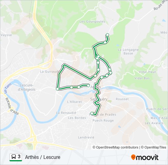 Plan de la ligne 3 de bus