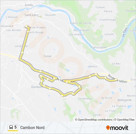 Plan de la ligne 5 de bus