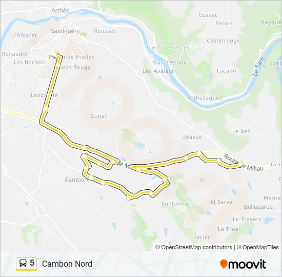 5 Bus Line Map