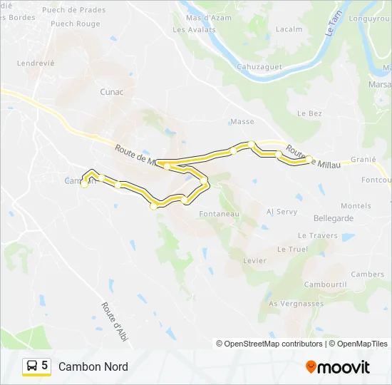 5 Bus Line Map
